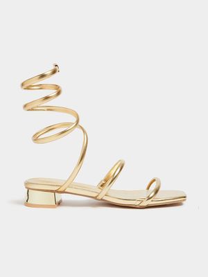 Spiral Strap Block Heel Sandals