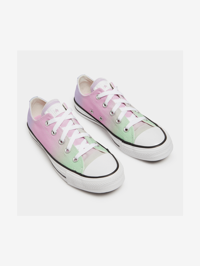 Pink and green chuck taylors best sale