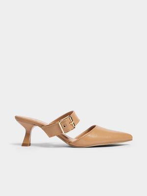 Jet Women's Nude Buckle Kitten Heels