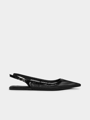 Women's Black Slingback  Mesh Pumps