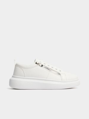 Women's White Zip Sneakers