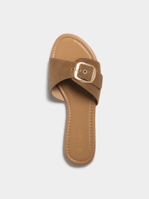 Women's Brown Buckle Sandals