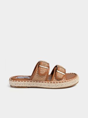 Women's Madison Tan Loyalty Double Buckle Flat Espadrille Sandals