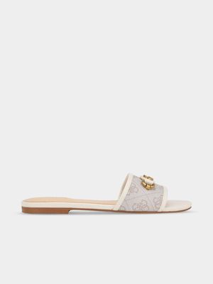 Women's Guess White Hammi2 Slides