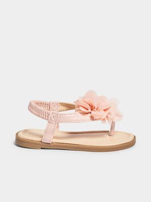 Jet Younger Girls Pink Flower Sandals