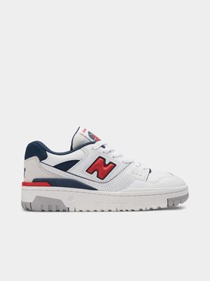 New Balance Junior B550 v1 White/Red/Blue Sneaker