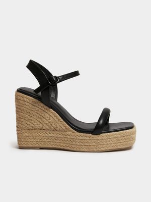 Women's Black Espadrille Platform Heels