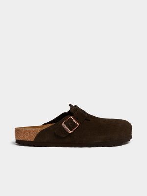 Birkenstock Men's Boston Suede Mocha Clogs