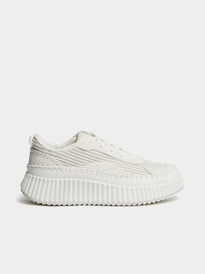 Women's White Stitch Detail Sneaker