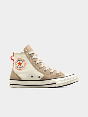 Junior Grade-School Converse All Star Hi-Top Beige Shoes