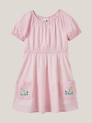 Cotton On Kids Girl Pink Rose Puff Sleeve Dress