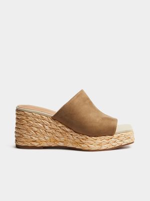 Raffia Wedge Mules