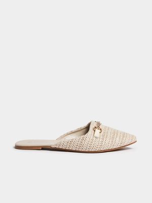 Women's Natural Straw Pointy Mules