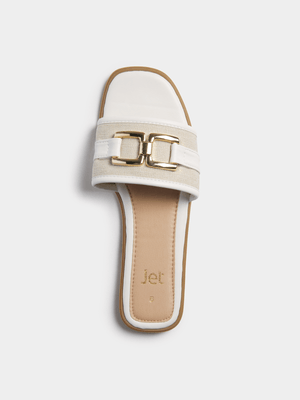 Jet Women's White Rafia Mule Sandals