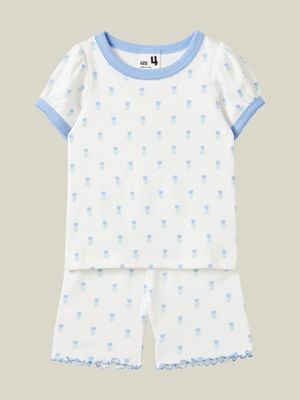 Cotton On Kids  White Ella Short Sleeve Pyjama Set