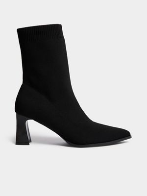 Ribbed Block Heel Sock Boots