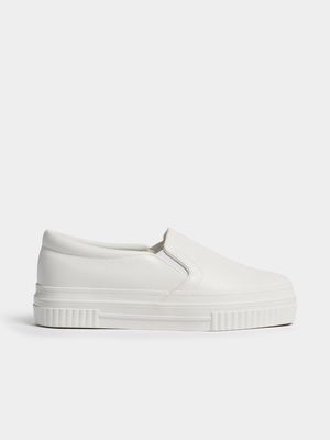 Jet Women's White Croc Platform Slip On Sneakers