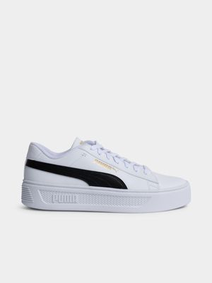 Women's Puma Smash Platform V3 White/Black Sneaker