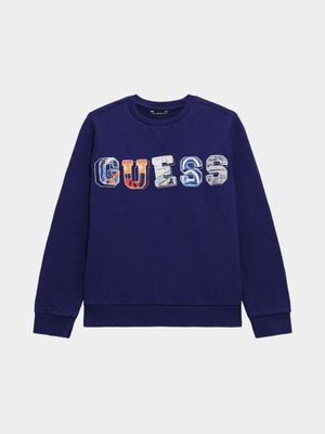 Older Boy's Guess Cave Blue Active Top