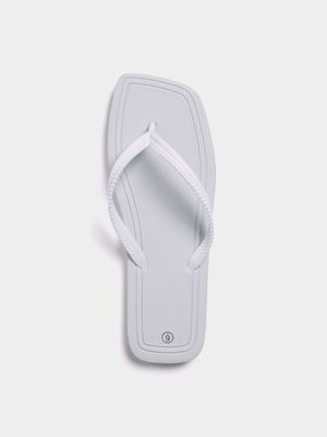 Jet Women's White Square Toe Flip Flops