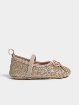 Jet Infant Girls Gold Glitter Pumps