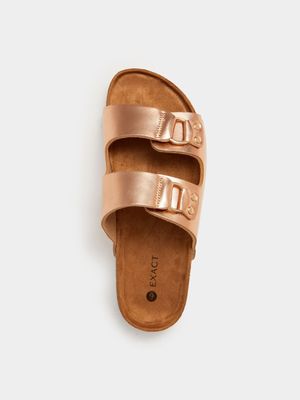 Women's Rose Gold Double Strap Sandals