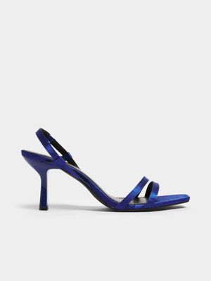 Jet Women's Blue Satin Strappy Stiletto Heels