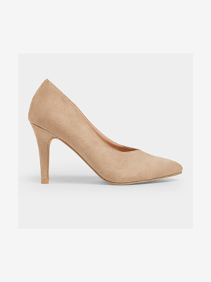 Women's Nude Suede Court Heels