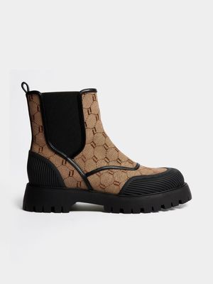 Luella Tracksole Jacquard Chelsea Boots