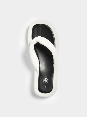 Jet Older Girls White/Black Platform Sandals