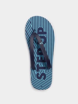 Men's Sneaker Factory Stripe Printed Step Up Navy/Blue Flip Flop