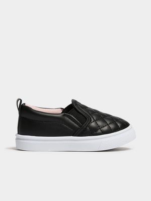 Jet Toddler Girls Black Quilted Slip On Sneaker