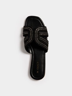 Women's Black & Gold Woven Sandals