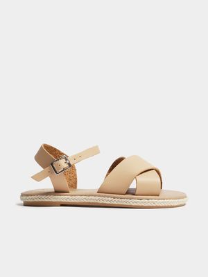 Older Girl's Natural Crossover Sandals