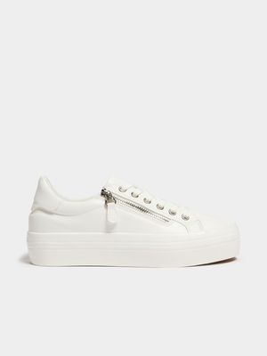 Jet Women's White Zip Platform Sneaker