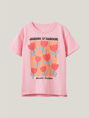 Cotton On Kids Girl Pink Poppy Short Sleeve Print T-shirt