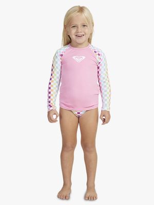 Girl's Roxy Rainbow Check Long Sleeve Rashvest