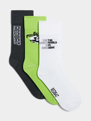 Redbat Unisex Slogan Multicolour Socks 4-7