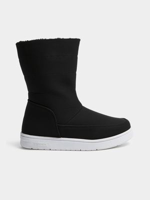 Older Boy's Black Snow Boots