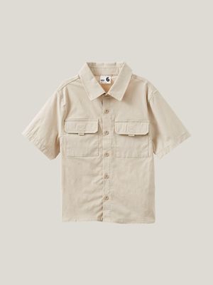 Cotton On Kids Boy Beige Russell Shorts Sleeve Shirt