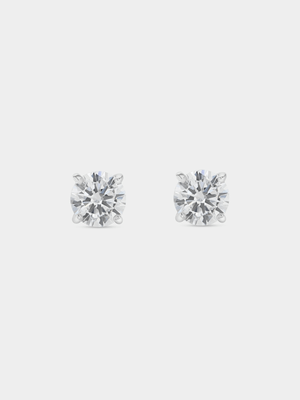 Sterling Silver Cubic Zirconia Round Solitaire Stud Earrings