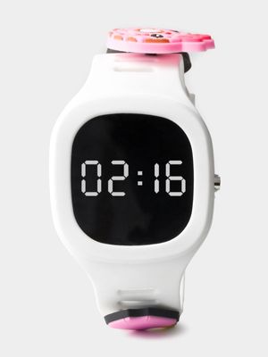 Girl's White & Pink Digital Watch