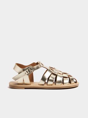 Older Girl's Gold Cage Sandals