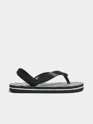 Jet Younger Boys Black/White Checkered Flip Flops