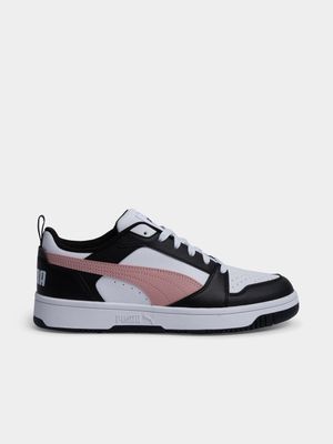 Womens Puma Rebound V6 White/Pink/Black Sneaker