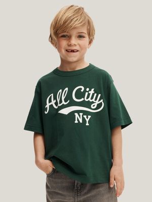 Cotton On Kids Boy Green Jonny Short Sleeve Print T-shirt