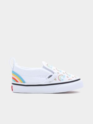 Vans Toddler Slip-On White Rainbow Sneaker