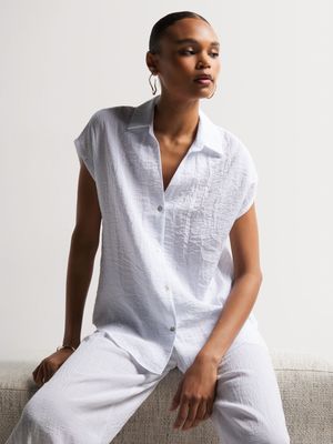 Linen-like Extended Shoulder Shirt