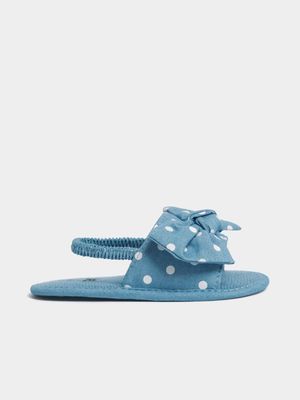 Jet Infant Girls Blue Polka Dot Bow Sandals