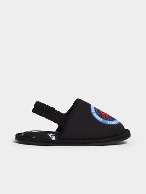 Jet Younger Boys Black Skateboard Mule Slippers